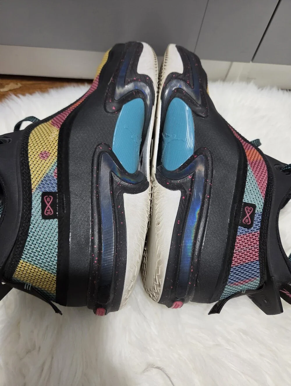 Jordan  Multicolor Knit Basketball Sneakers in Black with Pink Jumpman